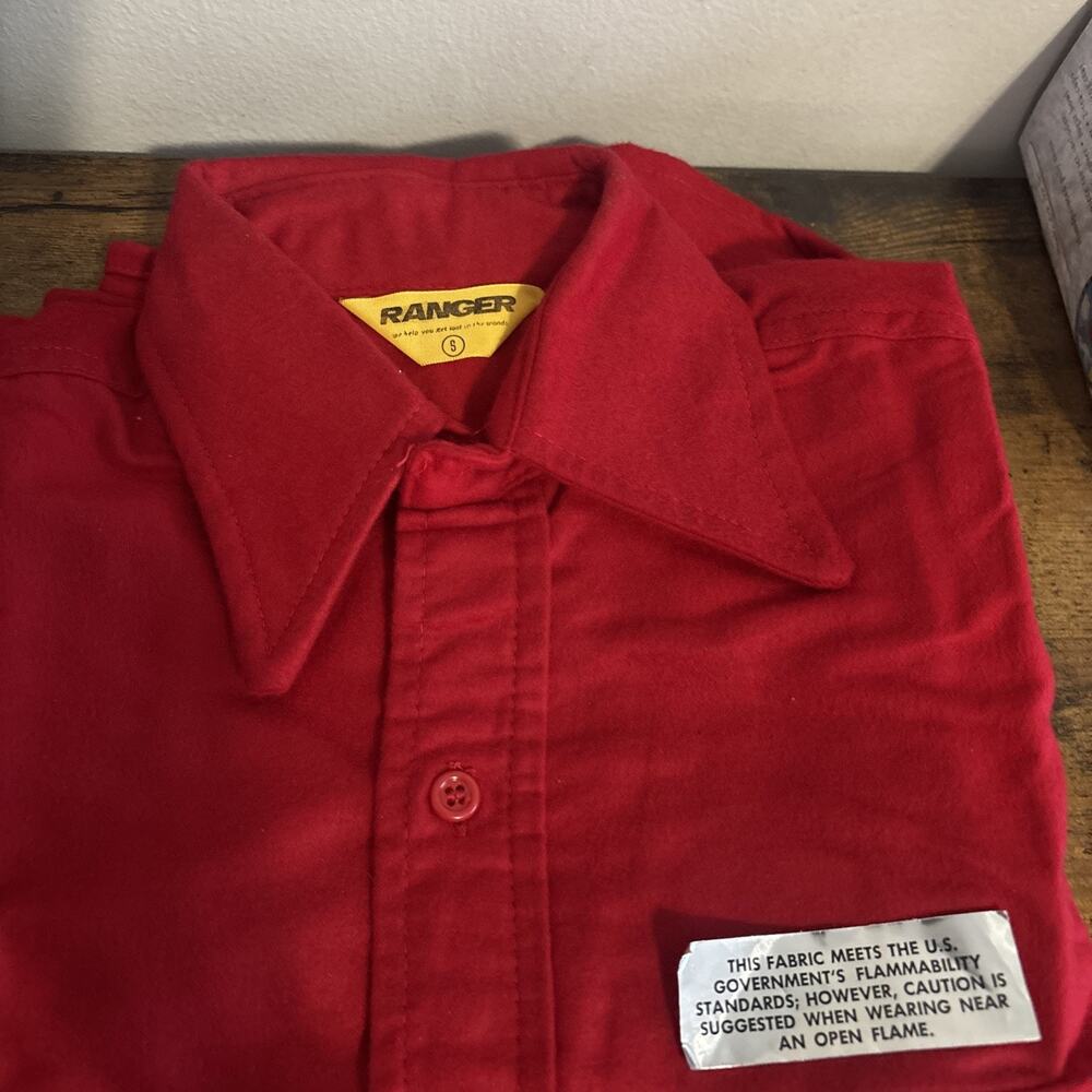 Vintage Ranger Red Long Sleeve Button Down Shirt Size S